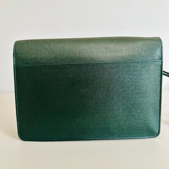 LOUIS VUITTON GREEN EPI LEATHER POCHETTE SELLIER DRAGONNE CLUTCH WRISTLET - Picture 4 of 16